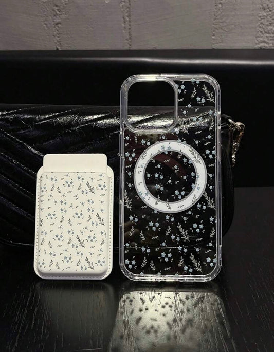 Blue Bloom 2-in-1 Magnetic Wallet Case