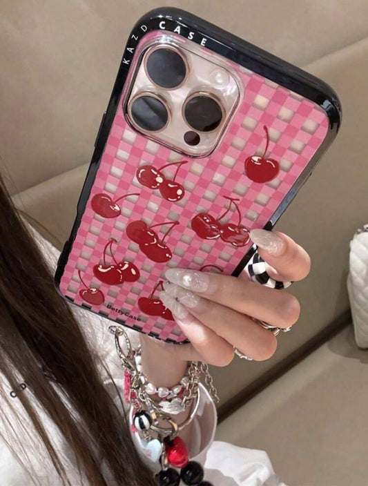 Y2K Cherry Case With Heart Bracelet Lanyard
