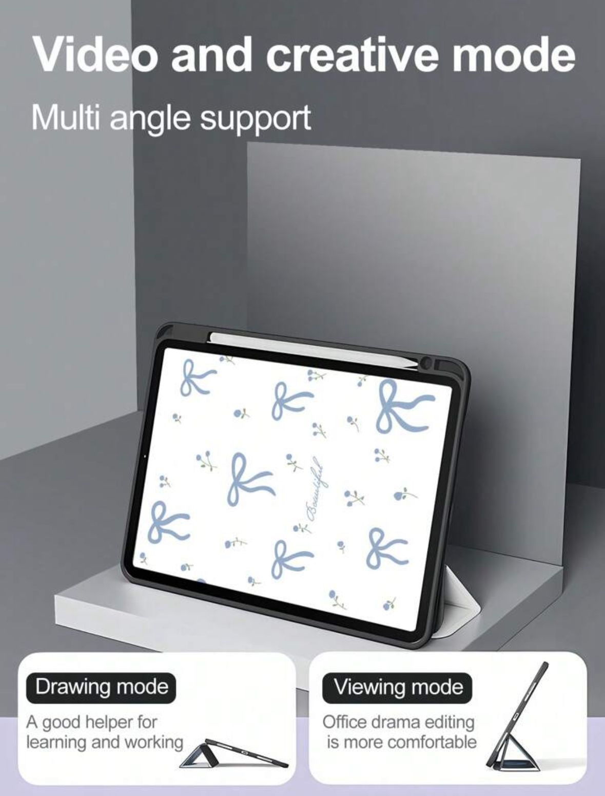 Blossom Bow Acrylic iPad Case with Pen Slot