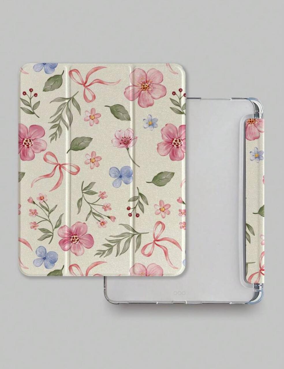 Floral Bowknot iPad Case with Pen Slot