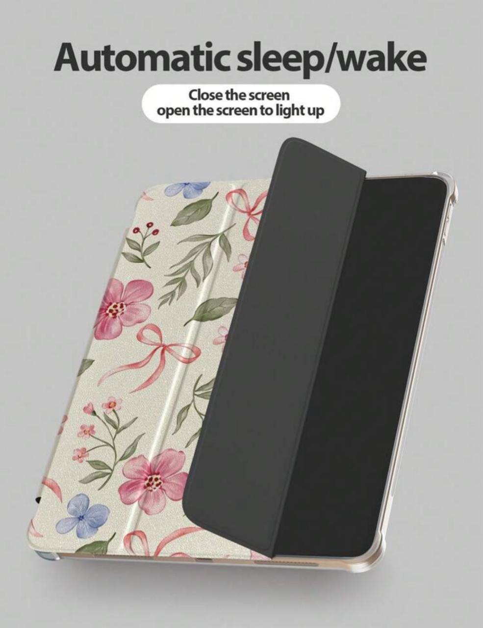 Floral Bowknot iPad Case with Pen Slot