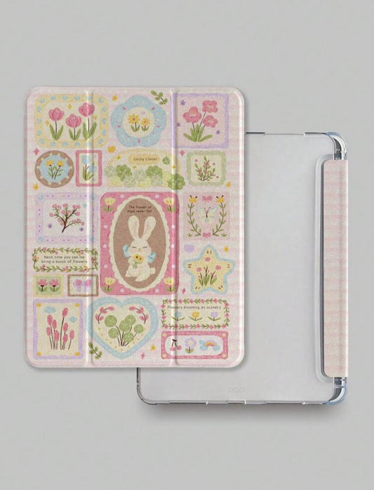 Floral Bunny iPad Case with Pen Slot