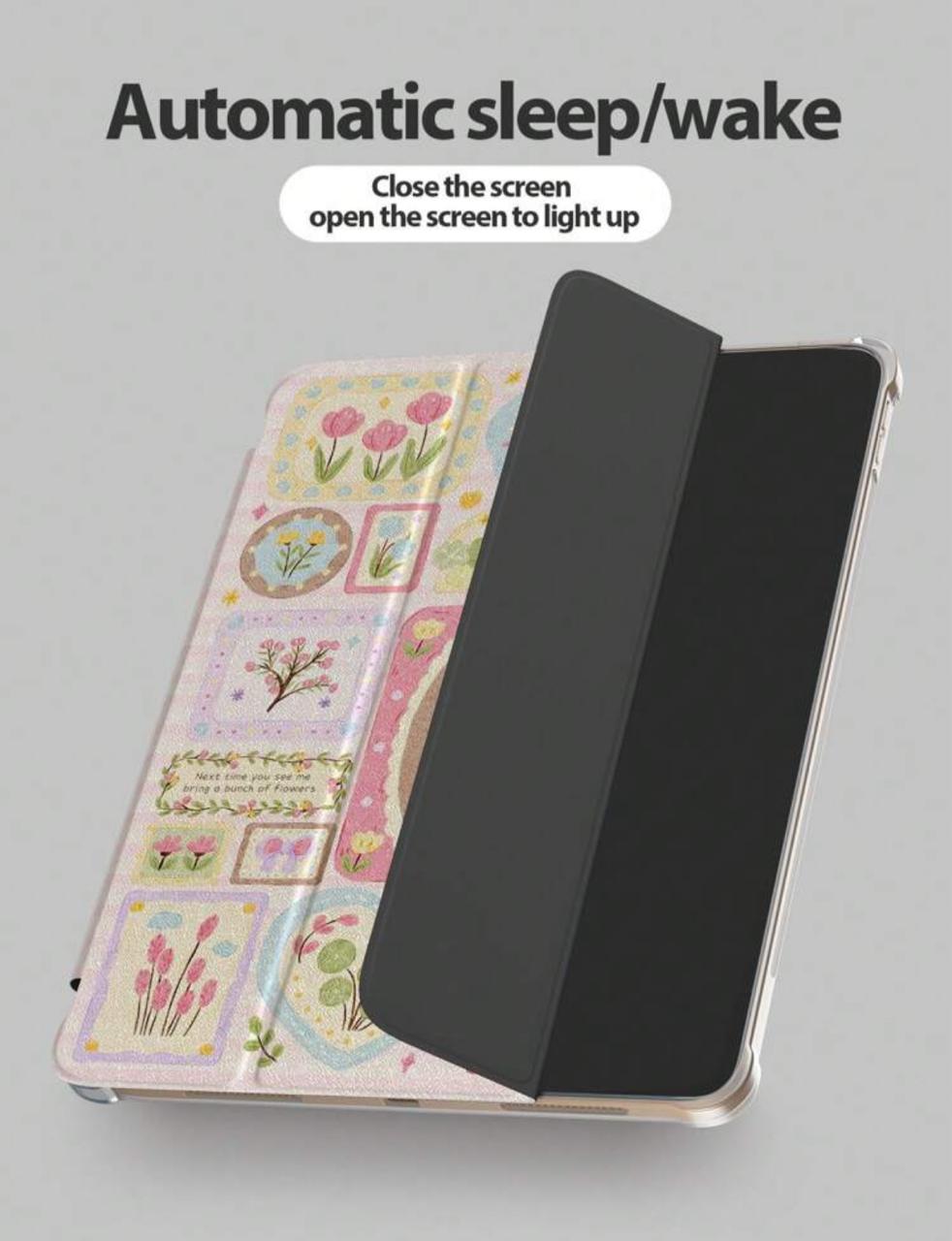 Floral Bunny iPad Case with Pen Slot