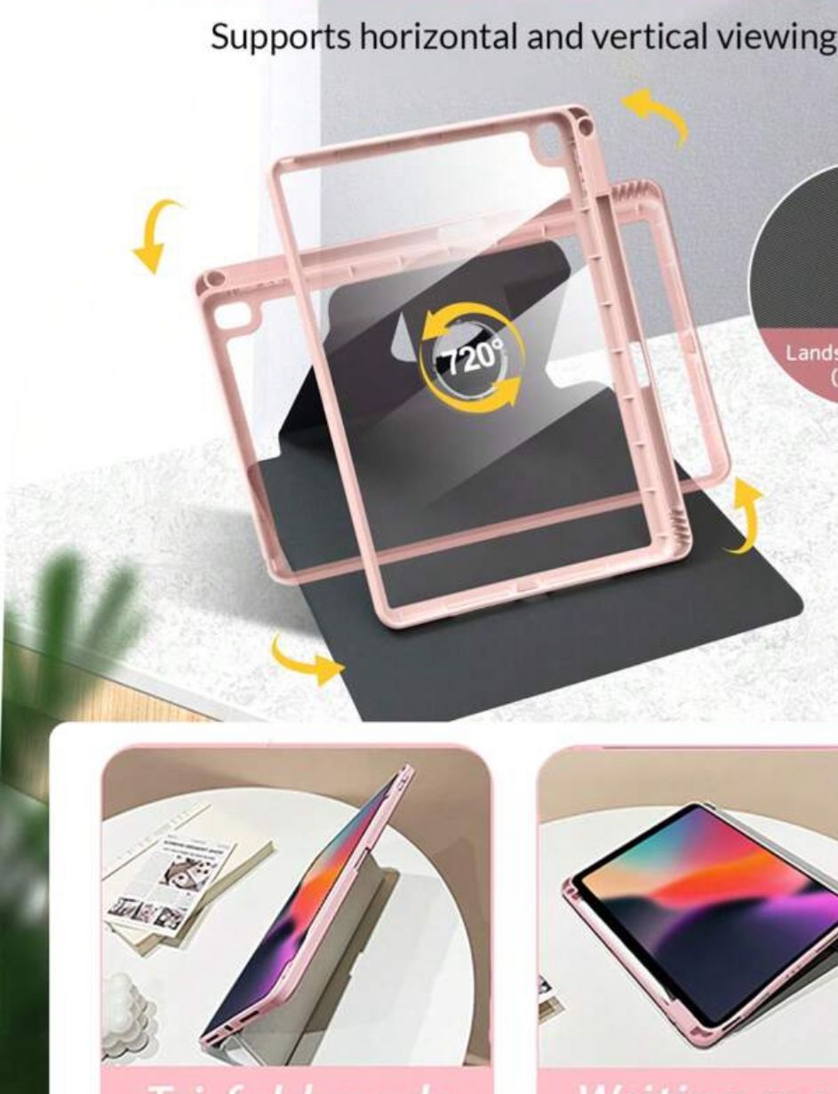 Pink Floral Pattern iPad Case with Pen Slot