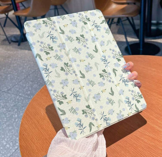 Blue Bloom iPad Case with Pen Slot