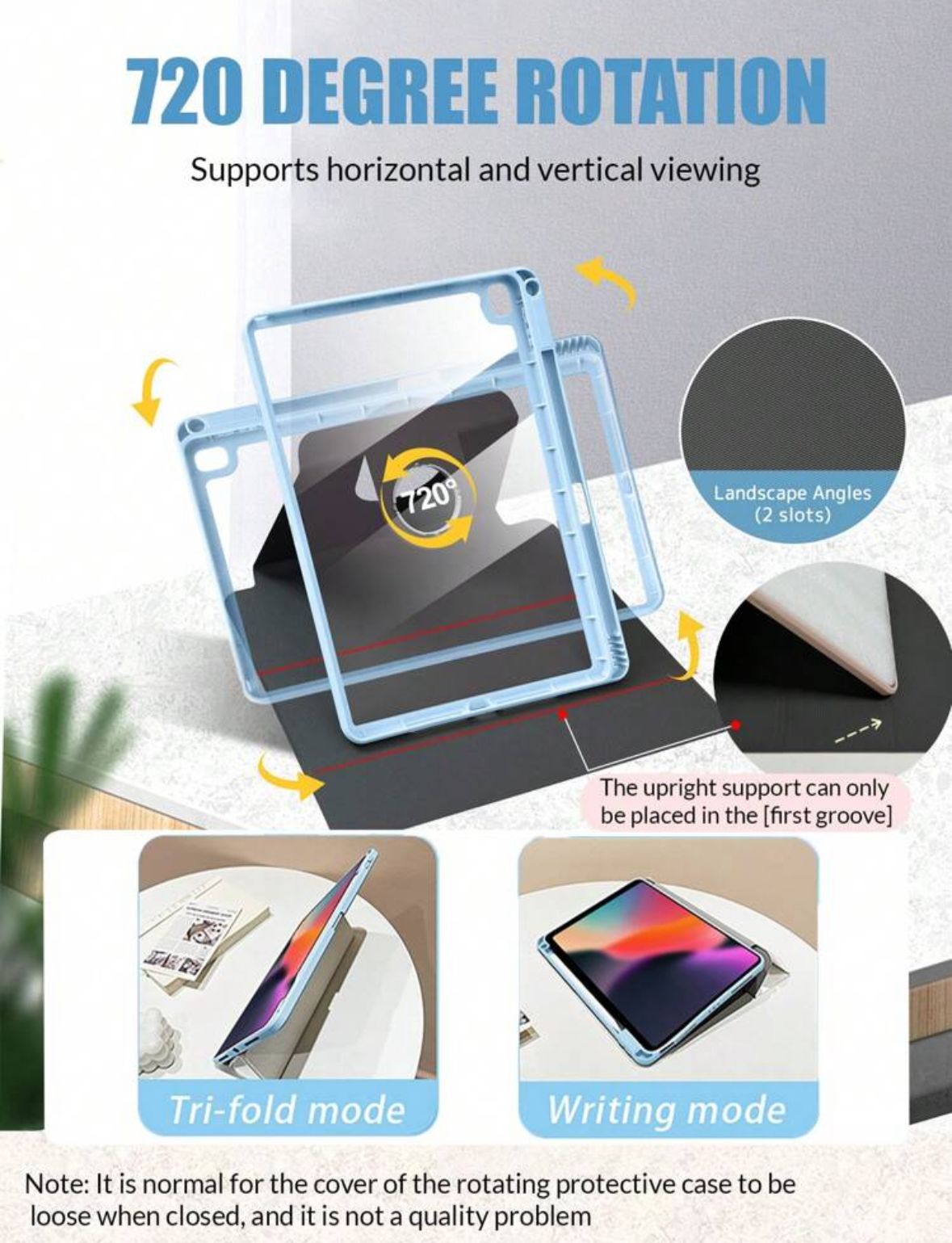 Blue Bloom iPad Case with Pen Slot