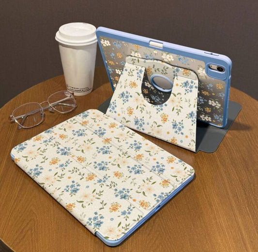 Blue Daisy iPad Case with Pen Slot