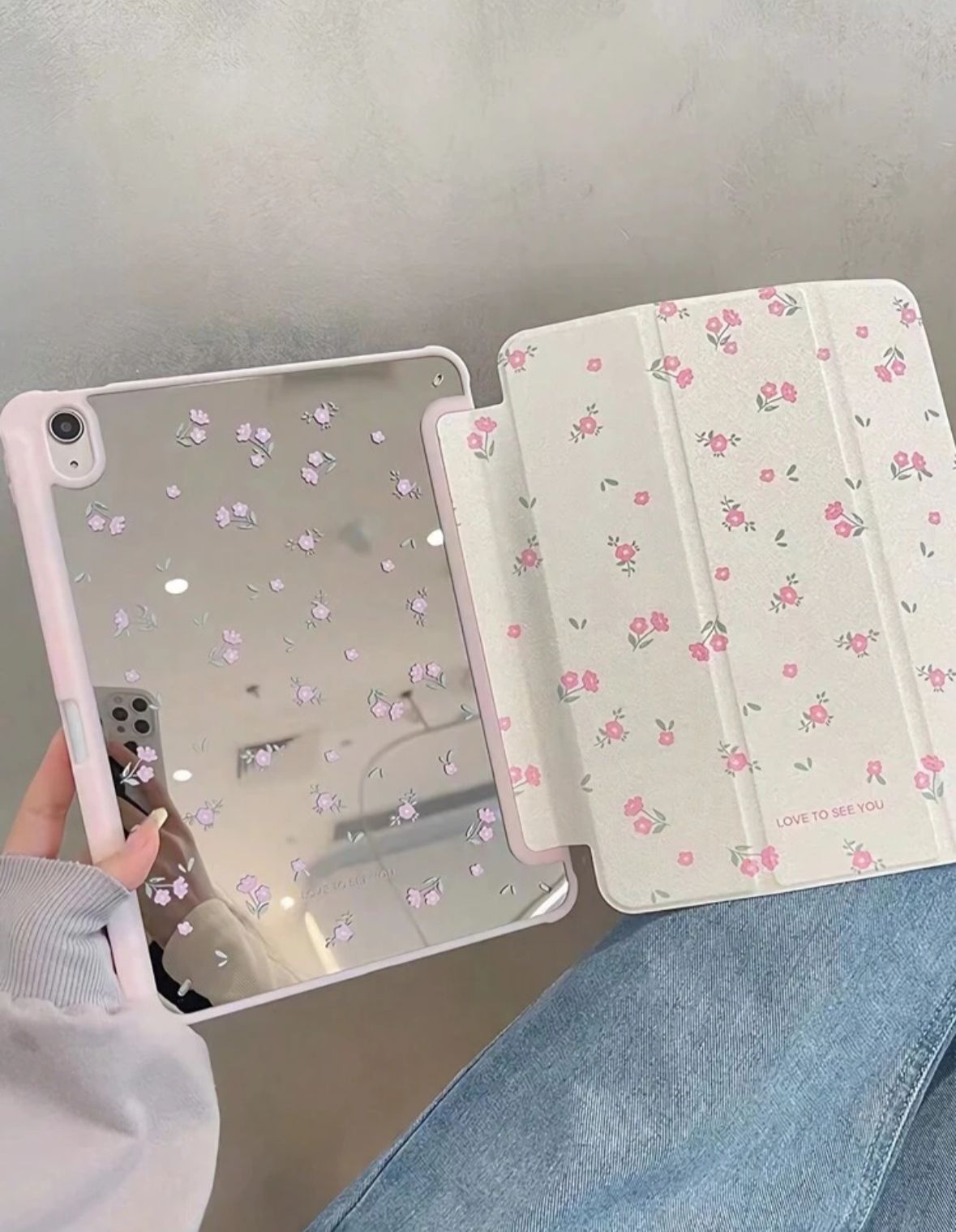 Pink Blossom Acrylic iPad Case with Pen Slot