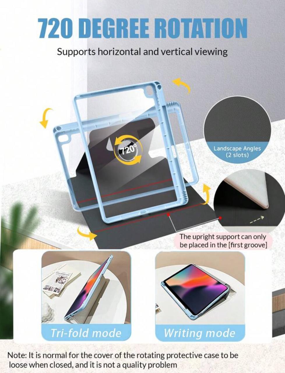 Blue Flutter iPad Case with Pen Slot