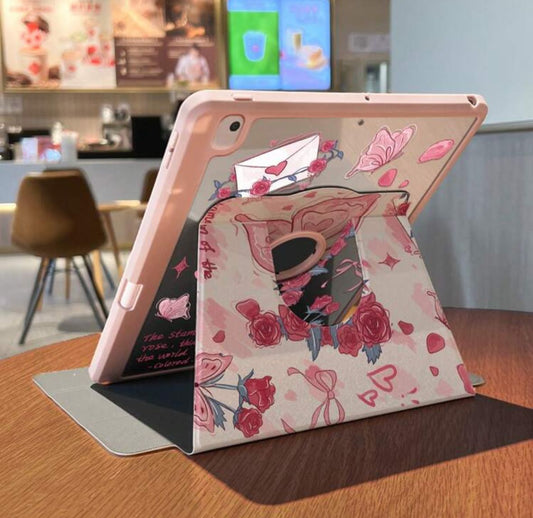 Rose Flutter iPad Case With Pen Slot