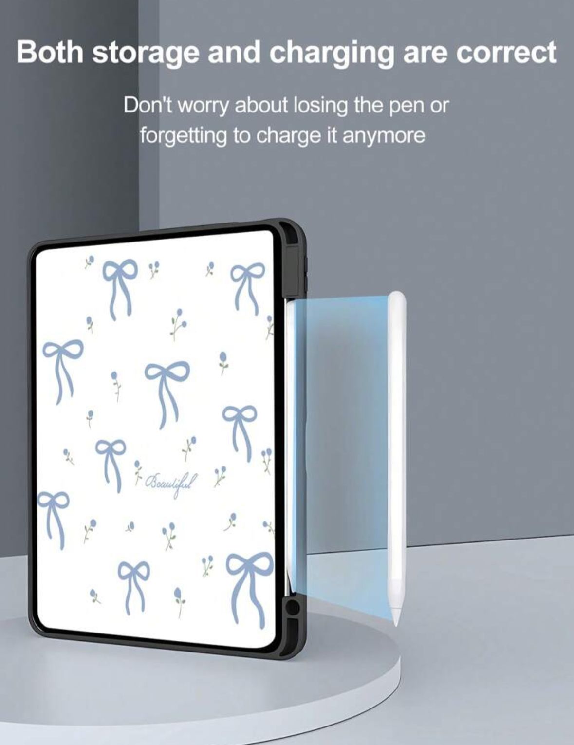 Blossom Bow Acrylic iPad Case with Pen Slot